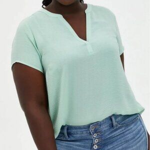 Torrid Women's Mint Green Gauze Split Front Pullover Blouse Top Size 2X